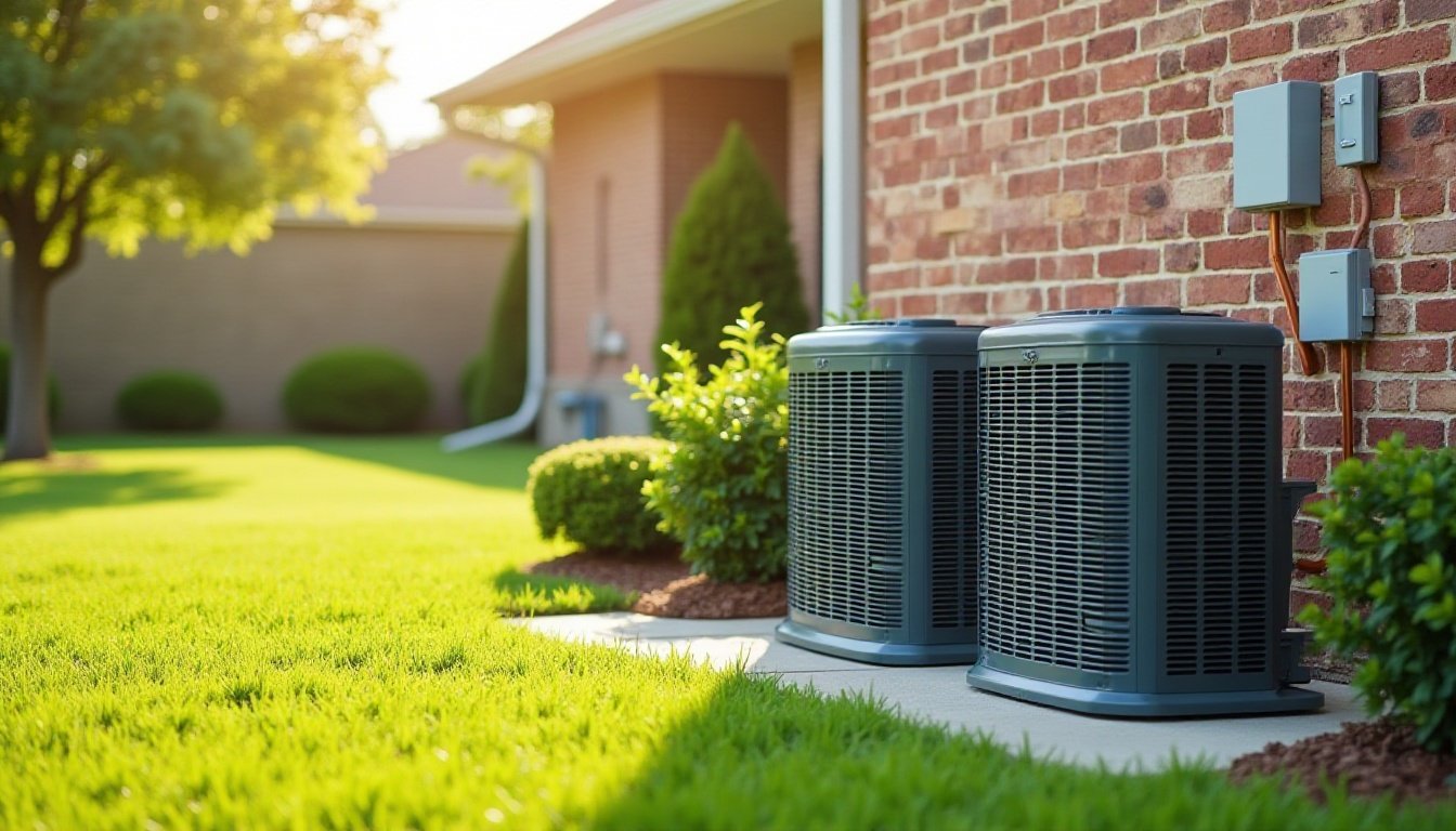 Outdoor condensing units beside a Dallas building