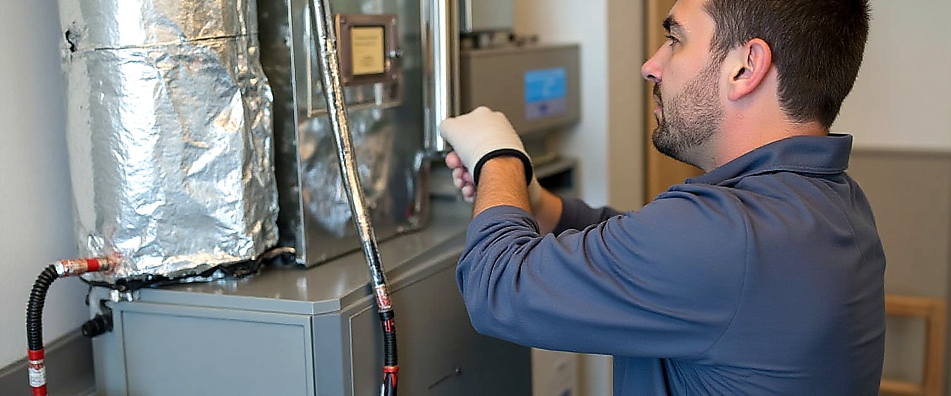 HVAC technician at a Mesquite Texas home